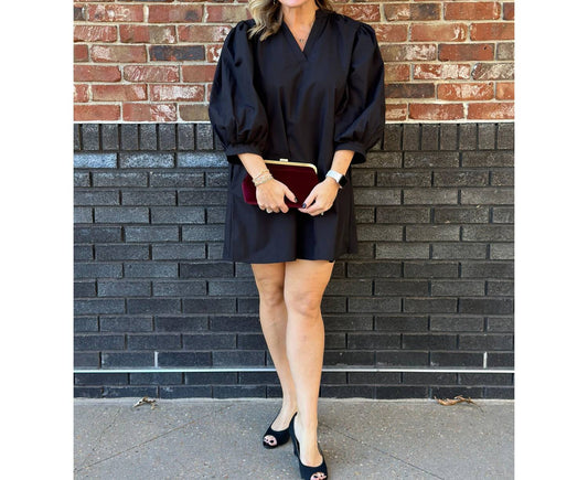 Entro - Kiley V-neck Puff Sleeve Mini Dress