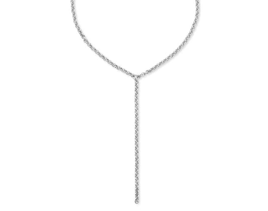 Eklexic - Women's Micro Royal Rolo Chain Lariat Necklace