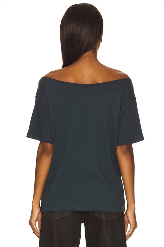 Daydreamer - 85 Camp Appliqué Off The Shoulder Short Sleeve Tee