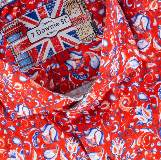 7 Downie St. - Short Sleeve Shirt Orange Print