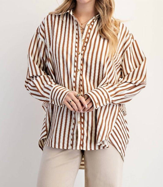Easel - Stripe Button Down Woven Shirt