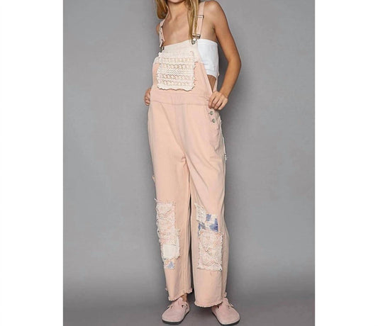 Pol - Crochet Patchwork Detail Casual Denim Overalls