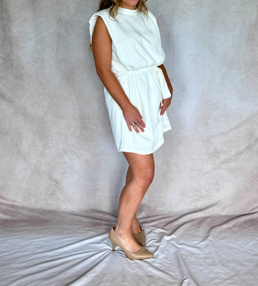 Tcec - Padded Shoulder Tie Dress