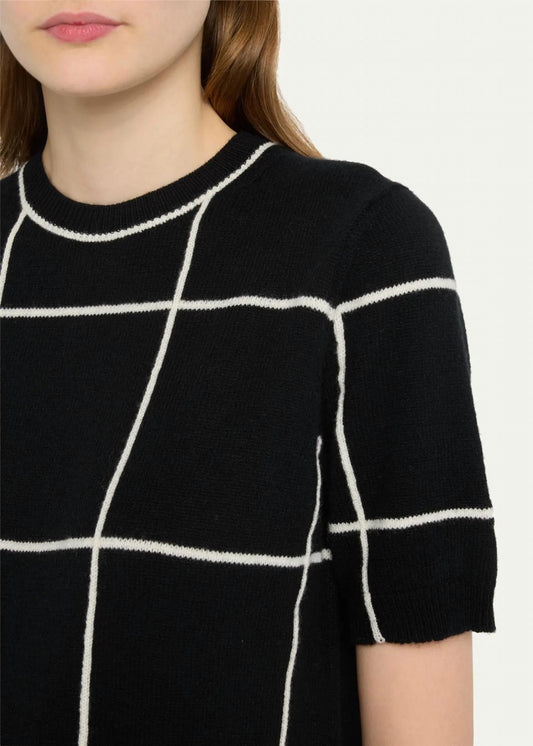 Lafayette 148 - Cashmere Grid Intarsia Short-Sleeve Pullover