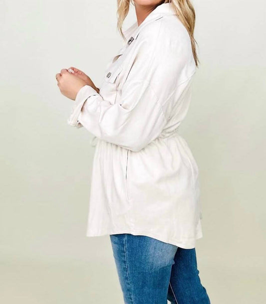 Cotton Bleu - Faux Suede Shirt Jacket