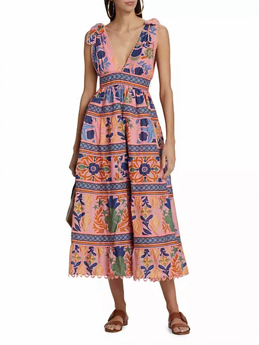 Farm Rio - Seashell Tapestry Midi Dress Seashell Tapestry Pink