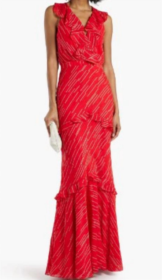 Saloni - Rita Ruffled Silk Blend Maxi Dress