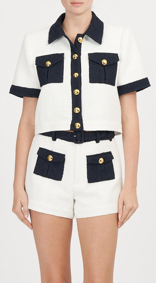 Cinq A Sept - Nissy Bicolor Tweed Cropped Jacket