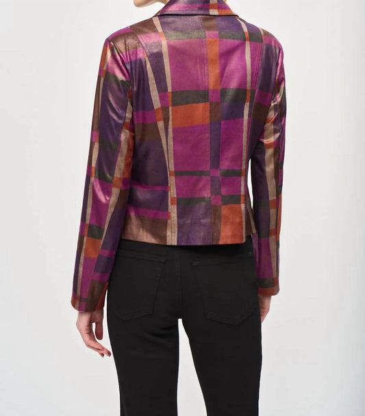 Joseph Ribkoff - Foiled Print Faux Suede Jacket