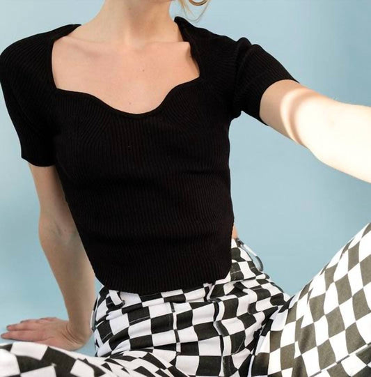 Papermoon - Nova Slim Square Neck Knit Top