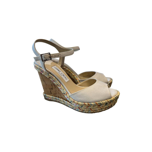 Jimmy Choo - Women's Perla 120 Canvas Wedge Sandals