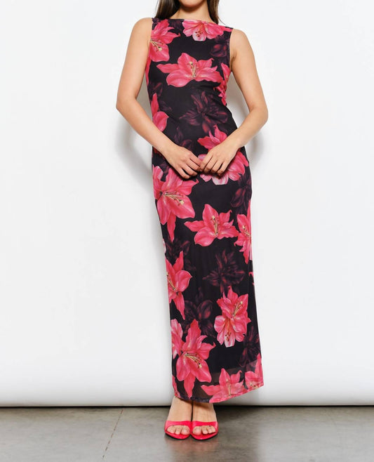Pretty Garbage - Lanai Hibiscus Open Back Mesh Maxi Dress