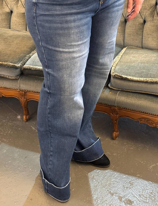 Risen - High Rise Wide Cuff Jeans - Plus Size