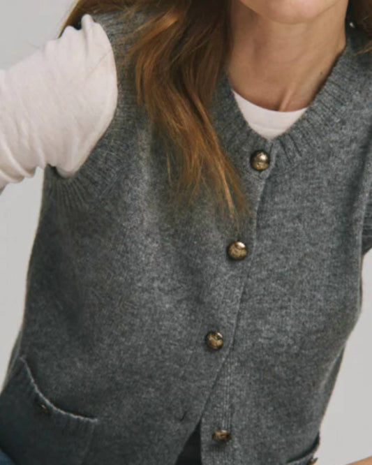 Autumn Cashmere - Button Front Vest With Pockets