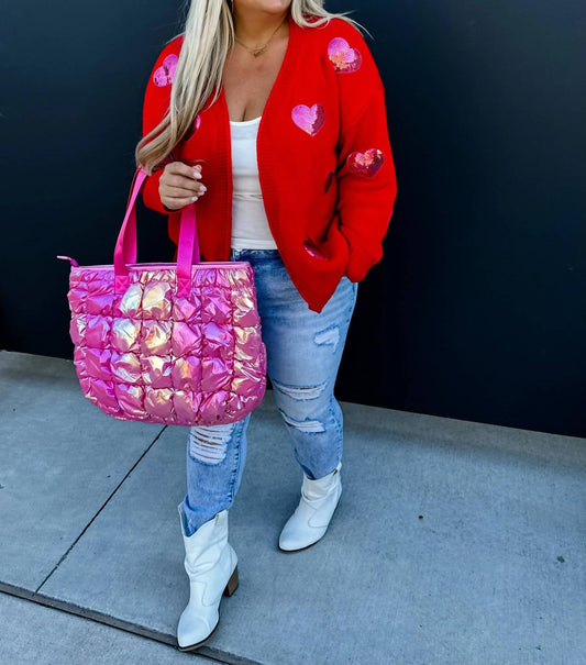 Blakeley - Women's Be Mine Sequin Heart Cardigan