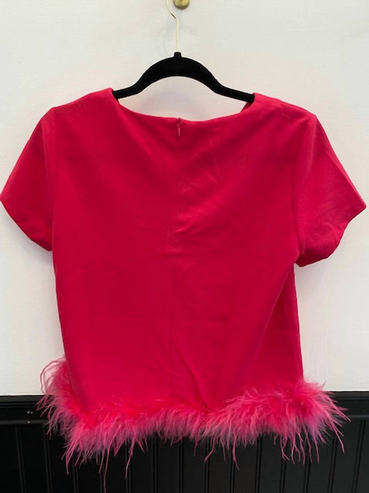 Mittoshop - Women's Barbie Girl Feather Short Sleeve Top