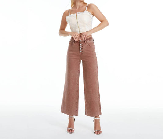 Bayeas - High Rise Wide Leg Twill Pants