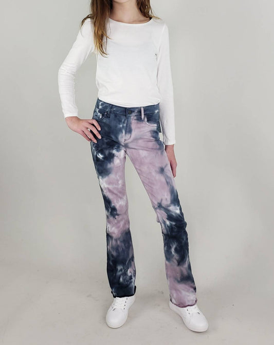 Kids Tie Dye High Rise Bootcut Jeans