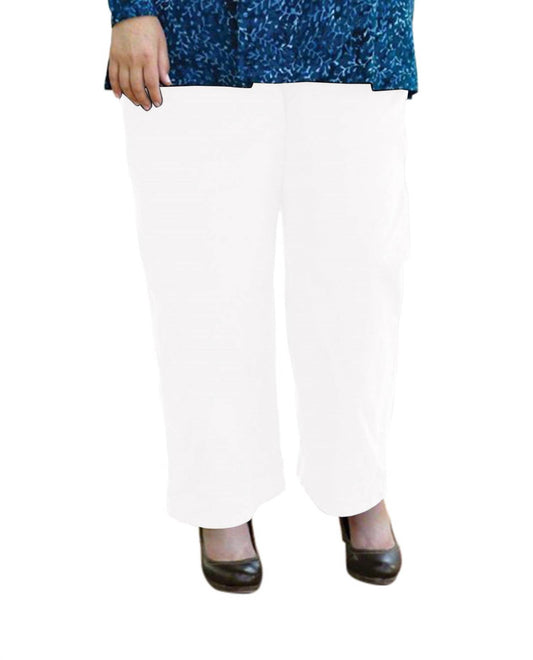 On The Plus Side - Wide Leg Cotton Knit Pants - Plus Size