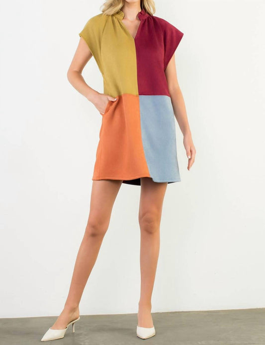Thml - Suede Feel Colorblock Mini Dress