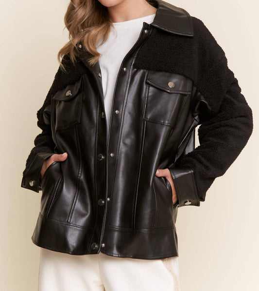 J.Nna - Faux Leather Sherpa Teddy Jacket
