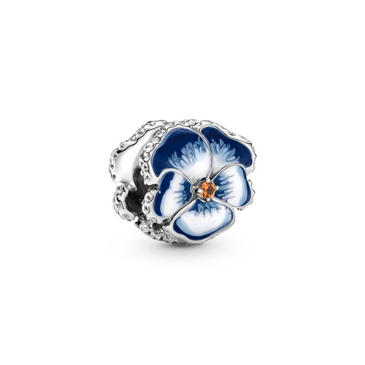 Pandora - Women's Pansy Sterling Silver Charm With Clear Cubic Zirconia