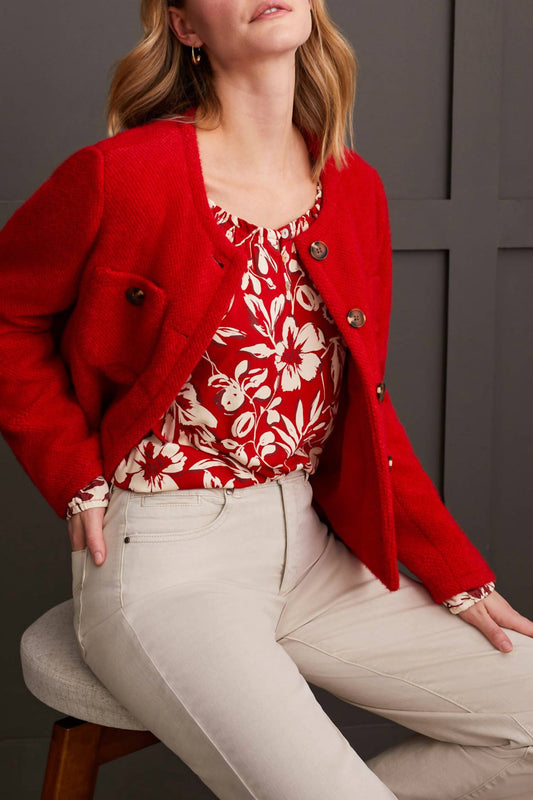 Tribal - Scarlet Peasant Long Sleeve Top