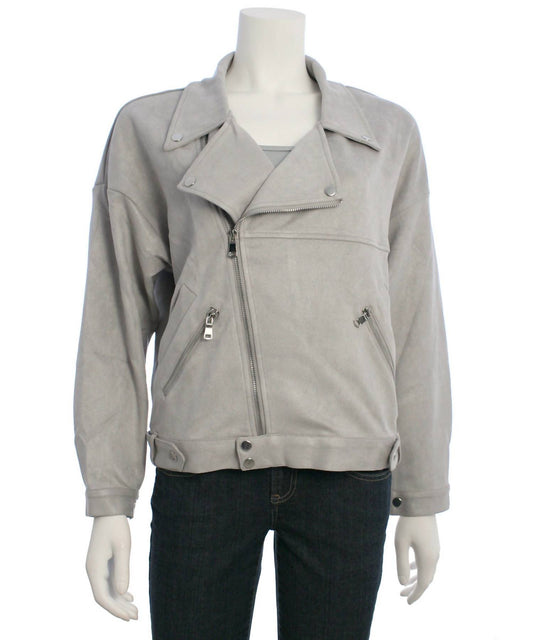 Hyfve - Women's Suede Zip Up Biker Jacket