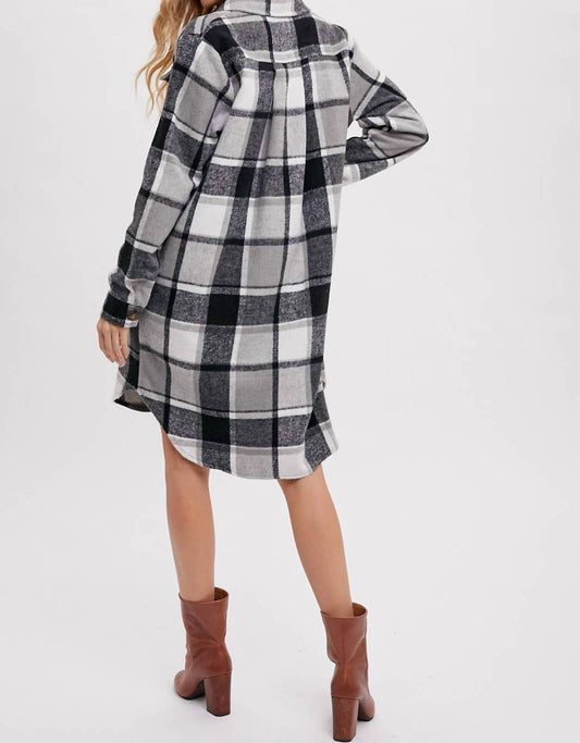 Bluivy - Women's Flannel Plaid Longline Shacket