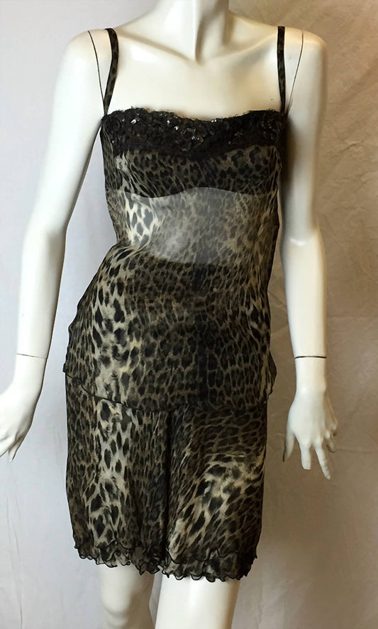 Ikito - Women's Chiffon Top And Print Scallop Skirt