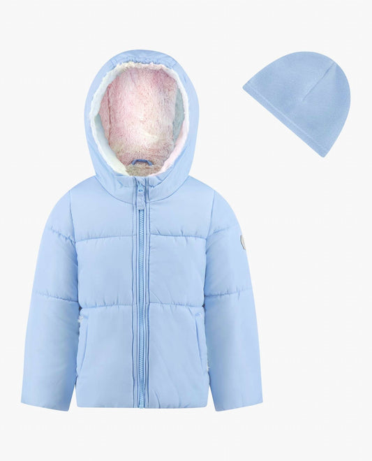 London Fog - Toddler Girls Zip-front Hooded Loose Fit Puffer Jacket