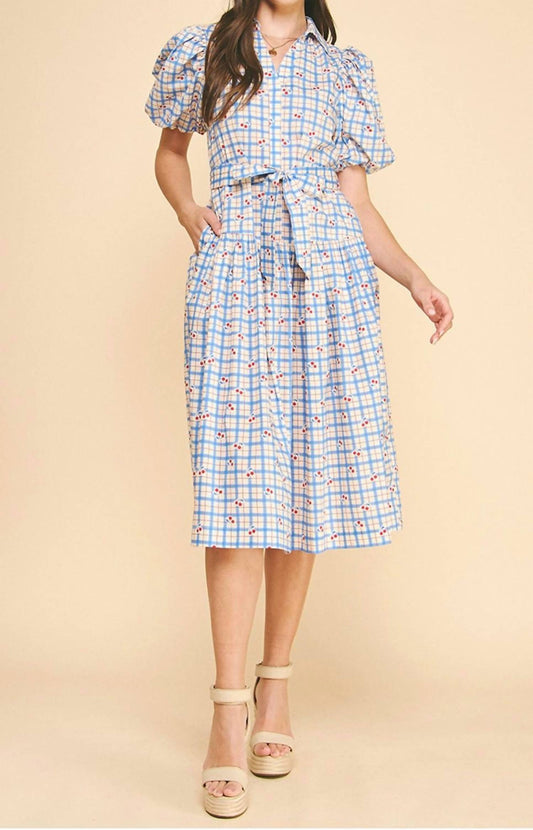 Pinch - Checkered Cherry Midi Dress