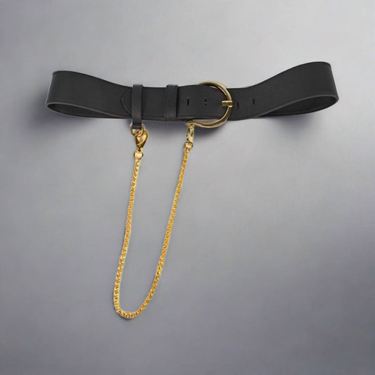 Berge - Women's Gold Chain Leather Belt