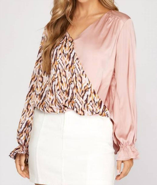 She + Sky - Split satin top