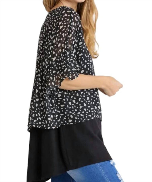 Umgee - Animal Print Chiffon Layered Overlay Top