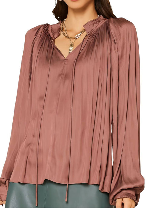 Split Neck Long Sleeve Top