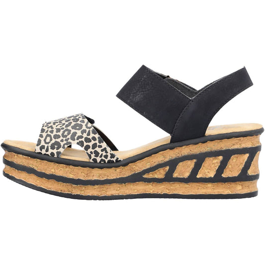 Rieker - Women's Faux Leather Wedge Sandals