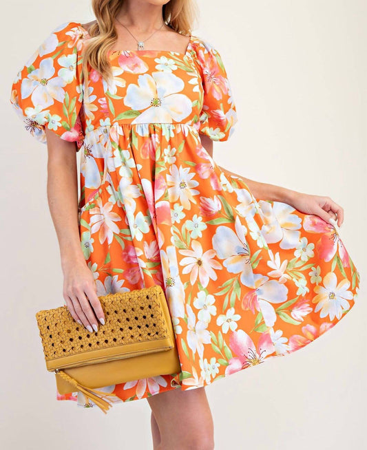 Easel - Floral Poplin Smocked Dress