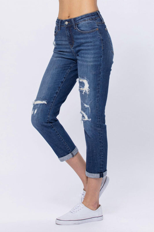 Judy Blue - Thermal Patch Boyfriend Jeans