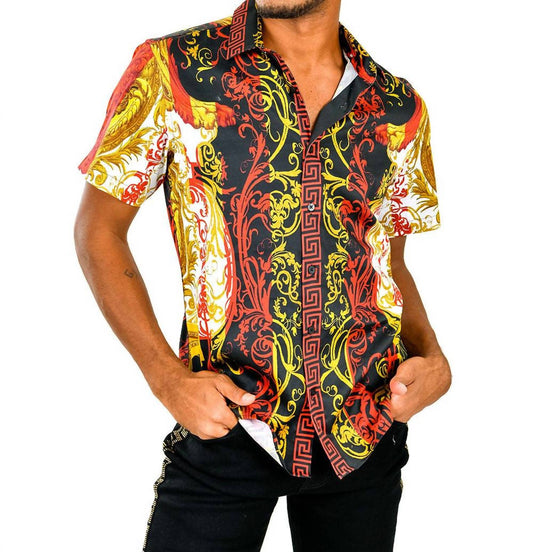 Barabas - Baroque Era Rhinestone Short Sleeve Shirt