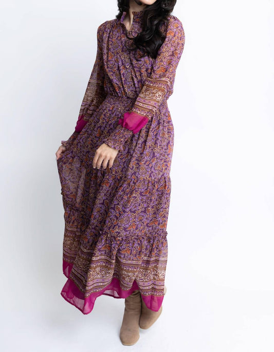 Karlie - Floral Chiffon Metallic Thread Maxi Dress