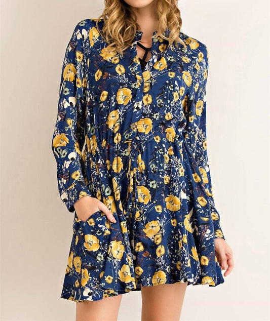 Entro - Floral Print Button Down Mini Dress