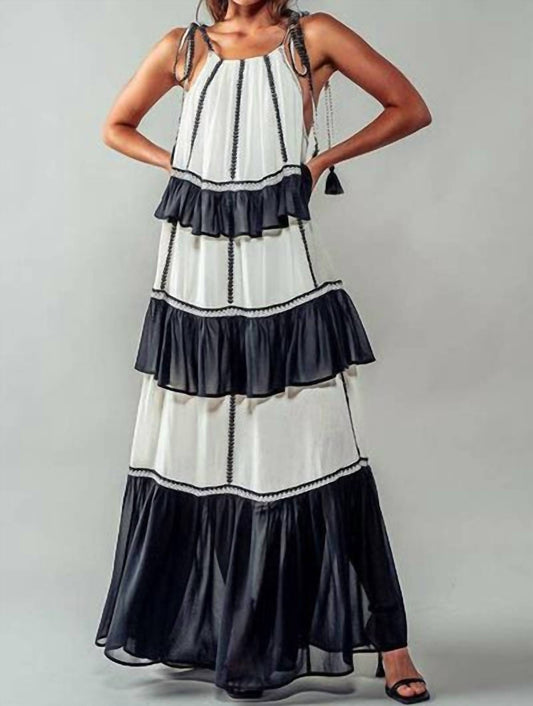 Urban Daizy - Embroidered Tiered Silk Chiffon Maxi Dress