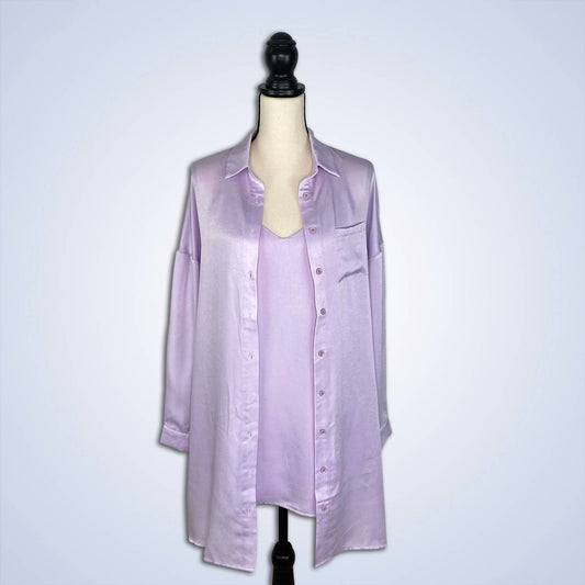 Blue Blush - Strappy Slip Dress And Shirt Set