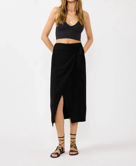Lovestitch - Smocked Back Wrap Midi Skirt