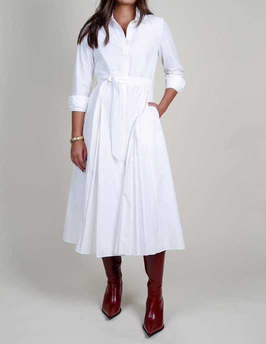 Derek Lam 10 Crosby - Annette Long Sleeve Pleated Shirt Midi Dress