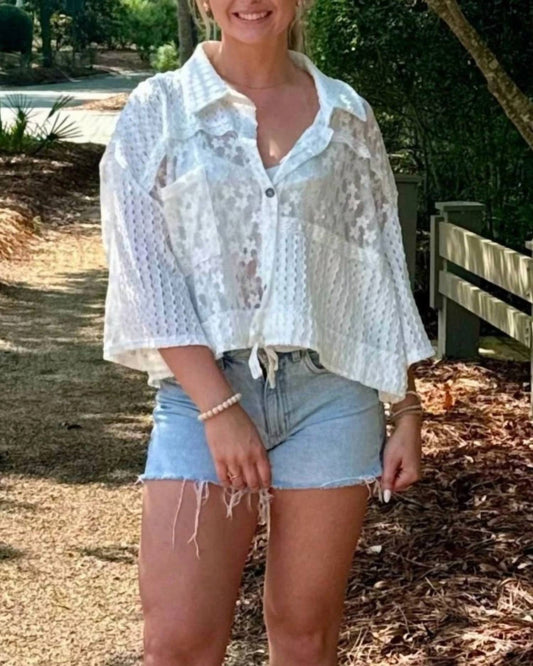 Pol - Cute As A Button Lace Top