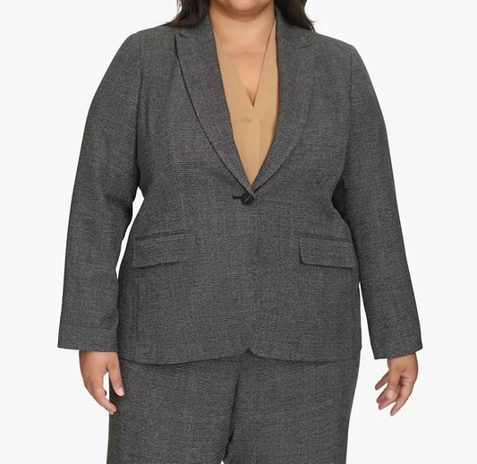 Calvin Klein - Single-button Padded Shoulder Blazer - Plus