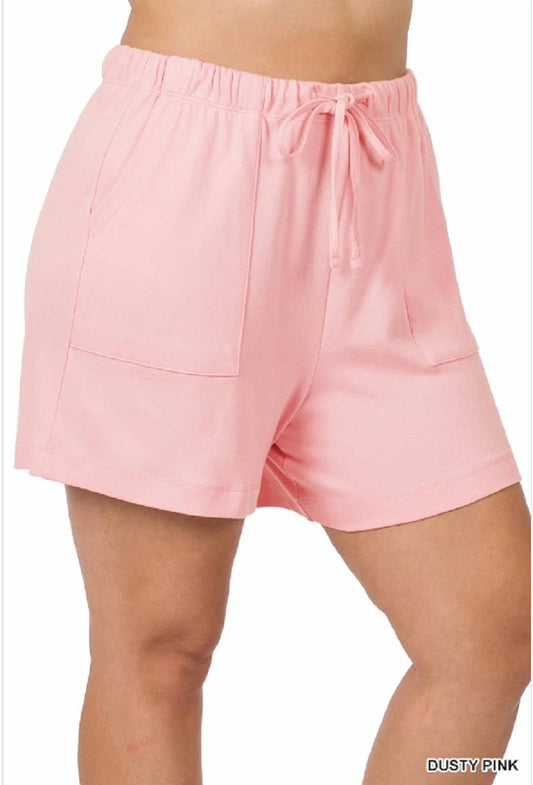 Zenana - Cotton Drawstring Shorts