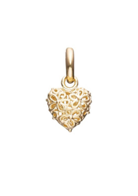 Story Jewellery - Women's Flower Pattern Heart Dangle Pendant
